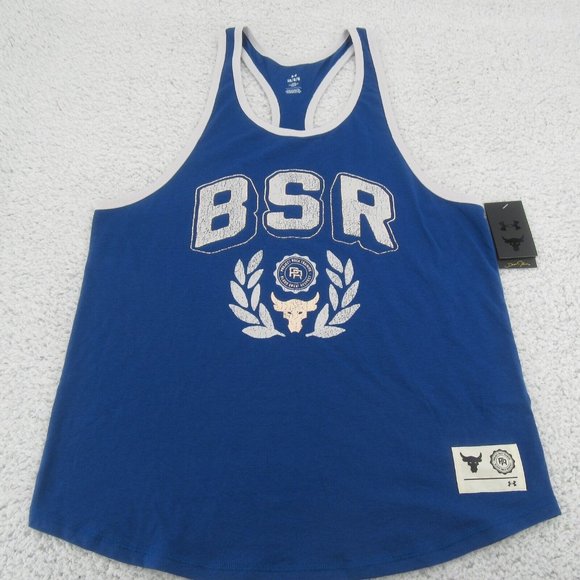 Under Armour Project Rock BSR Tank Top Men's Size Large Blue Mirage NEW - Picture 2 of 10